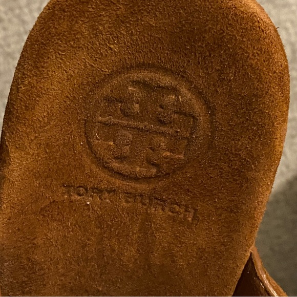 Tory Burch Wedge Heels Women’s 9M Brown Leather Cork Beaded *Missing Ankle Strap - Picture 11 of 12